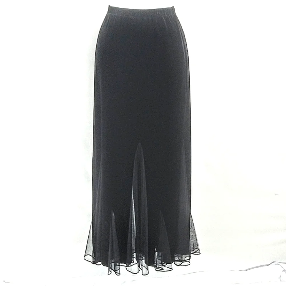 Xscape by Joanna Chen two piece special occasion black velour Jacket and Skirt
